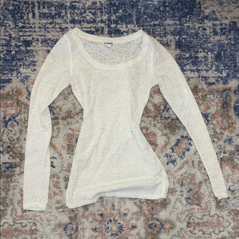 Express Women's Cream Lace Top